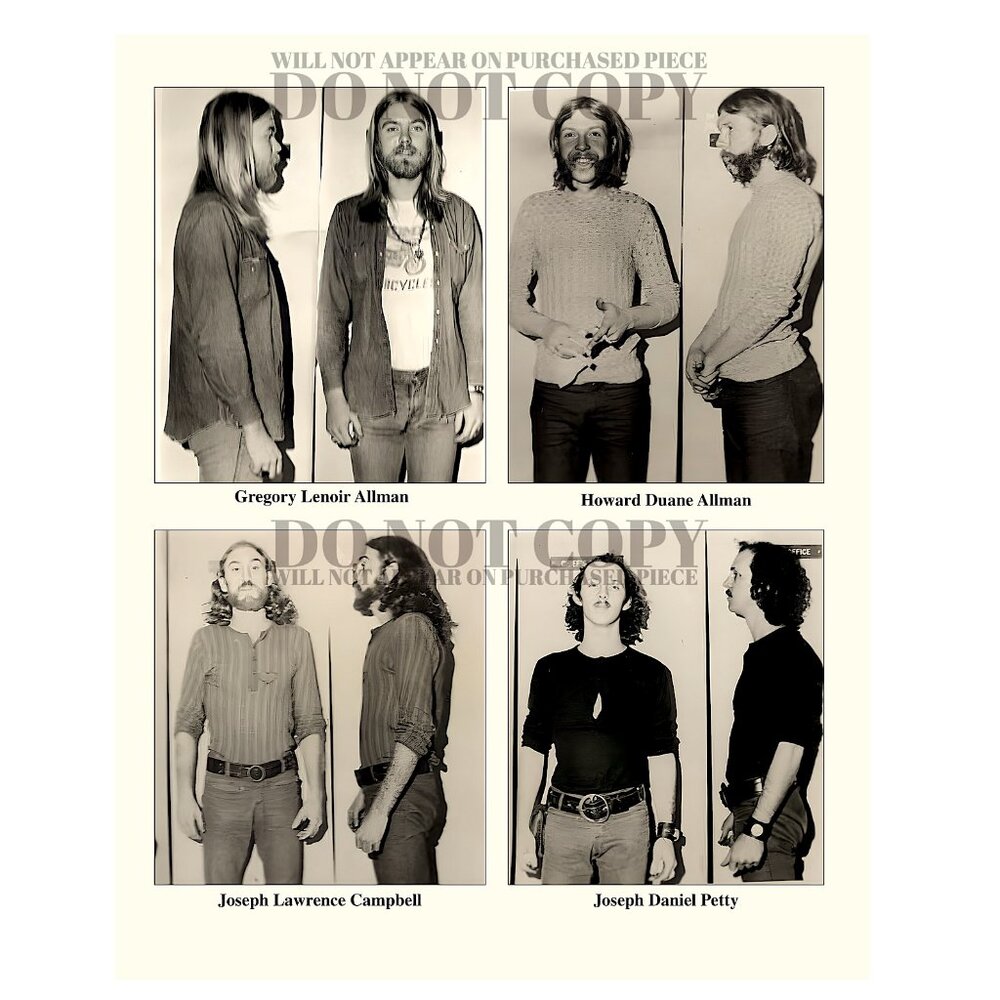 The Allman Brothers Mugshot Photograph 11 X 14 - RARE 1971 Mugshots - Poster Art